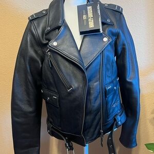 Harley Black Leather Motorcycle Jacket M
